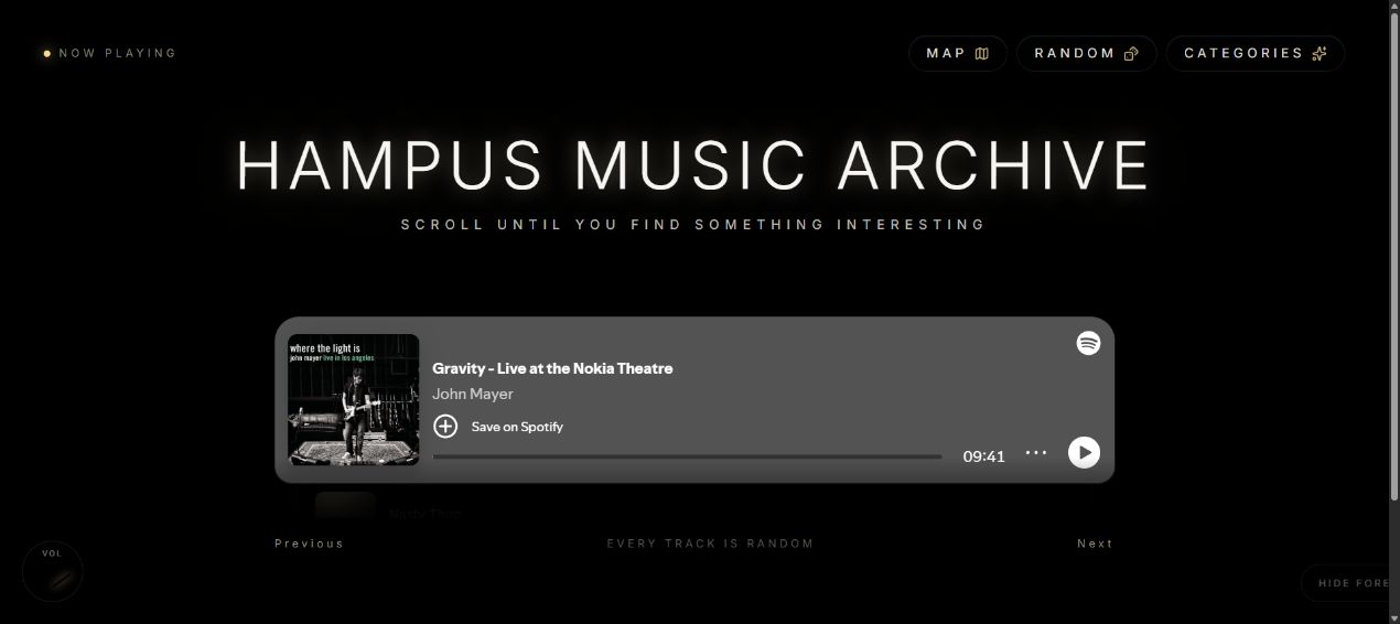 Hampus Music Archive website preview