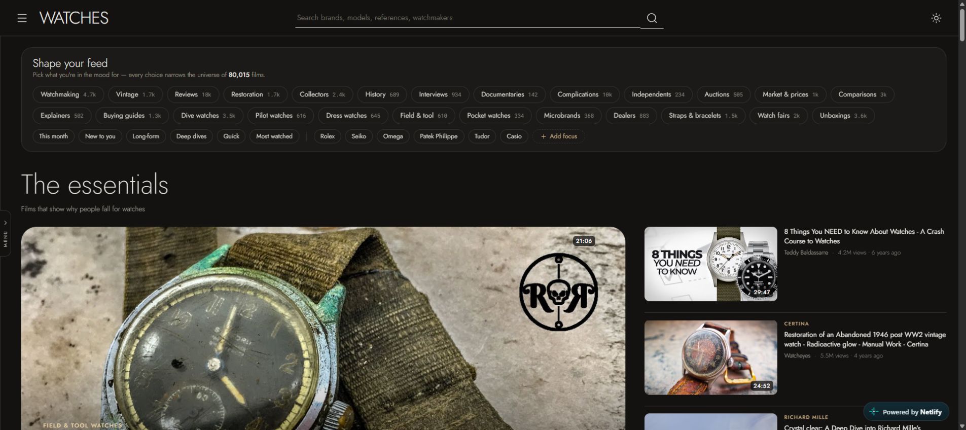 Watches website preview